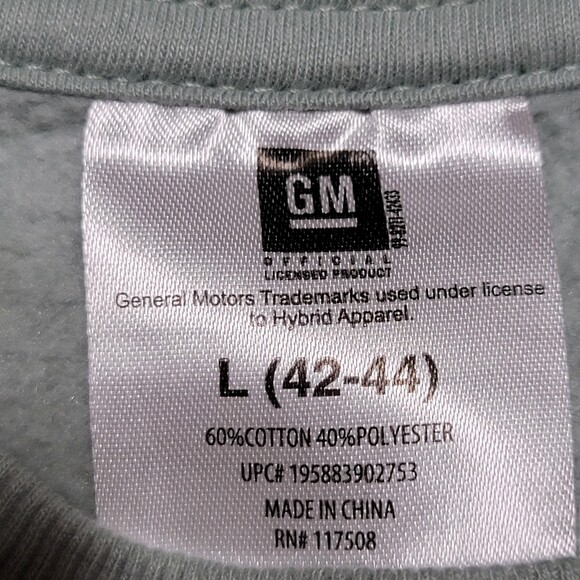 GM Brand LS Crewneck Light Green Sweatshirt "Chevrolet" - Size L (42-44) - Picture 4 of 4